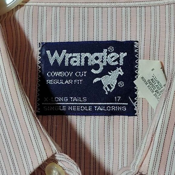 Vintage Wrangler Cowboy Cut X-Long Tails Pearl Snap Western Shirt. Size 17 - Picture 3 of 3